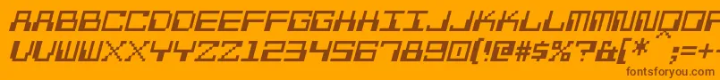 PixelCalculonItalic-Schriftart – Braune Schriften auf orangefarbenem Hintergrund