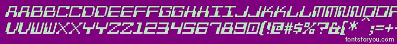 PixelCalculonItalic-Schriftart – Grüne Schriften auf violettem Hintergrund