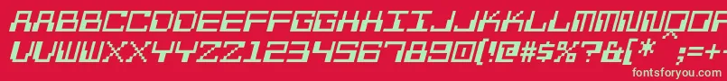 PixelCalculonItalic-Schriftart – Grüne Schriften auf rotem Hintergrund