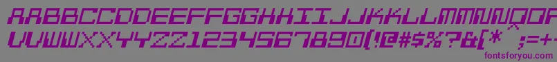フォントPixelCalculonItalic – 紫色のフォント、灰色の背景