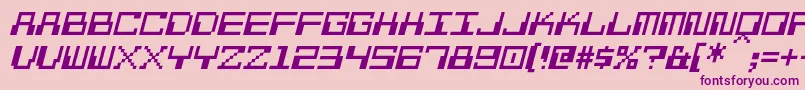 Fonte PixelCalculonItalic – fontes roxas em um fundo rosa
