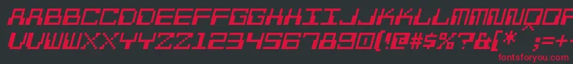 Czcionka PixelCalculonItalic – czerwone czcionki na czarnym tle