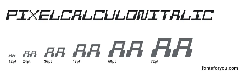 Размеры шрифта PixelCalculonItalic