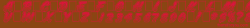 JumboParade-Schriftart – Rote Schriften auf braunem Hintergrund