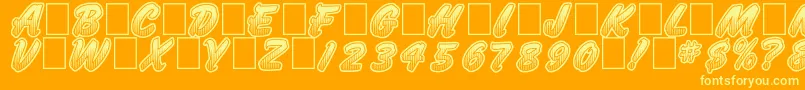 JumboParade-Schriftart – Gelbe Schriften auf orangefarbenem Hintergrund