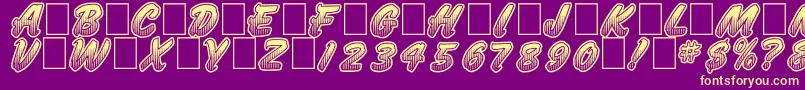 Fonte JumboParade – fontes amarelas em um fundo roxo