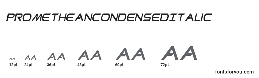Размеры шрифта PrometheanCondensedItalic