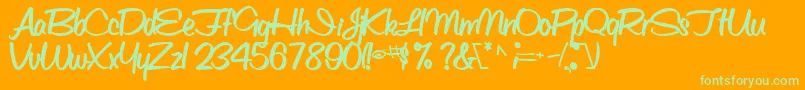 ObettescriptsskBold Font – Green Fonts on Orange Background