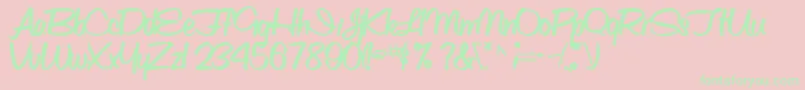 ObettescriptsskBold-Schriftart – Grüne Schriften auf rosa Hintergrund