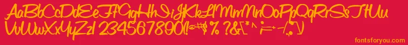ObettescriptsskBold Font – Orange Fonts on Red Background