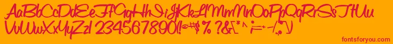 ObettescriptsskBold Font – Red Fonts on Orange Background