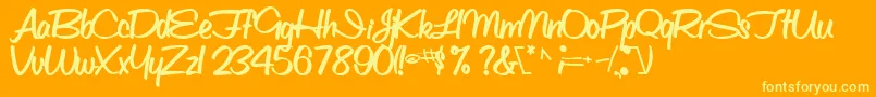 ObettescriptsskBold-Schriftart – Gelbe Schriften auf orangefarbenem Hintergrund