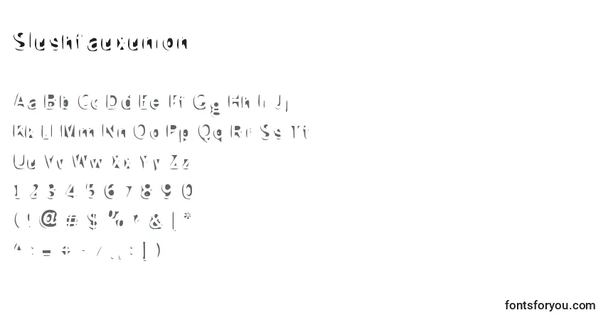 A fonte Slushfauxunion – alfabeto, números, caracteres especiais