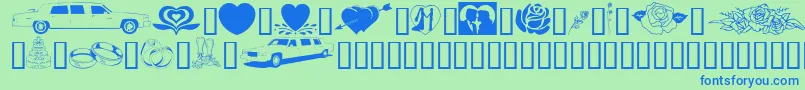 GeWeddingBliss Font – Blue Fonts on Green Background