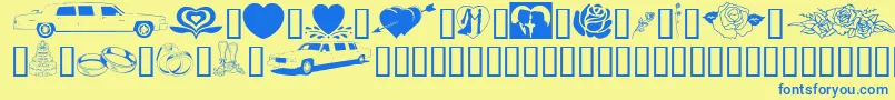 フォントGeWeddingBliss – 青い文字が黄色の背景にあります。