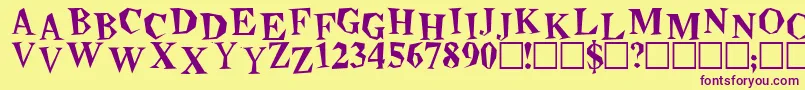 Beatnik Font – Purple Fonts on Yellow Background