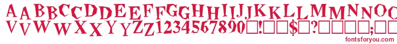 Beatnik-Schriftart – Rote Schriften auf weißem Hintergrund