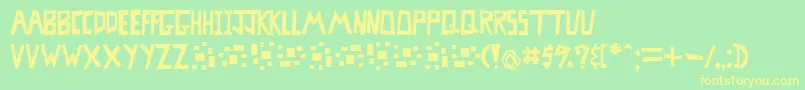 フォントMisterbassFull – 黄色の文字が緑の背景にあります