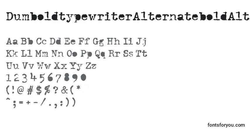 Czcionka DumboldtypewriterAlternateboldAlternateBold – alfabet, cyfry, specjalne znaki