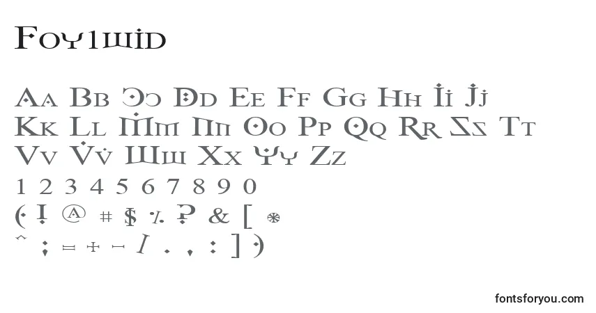A fonte Foy1wid – alfabeto, números, caracteres especiais