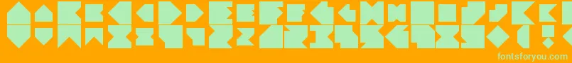 Angleblock-Schriftart – Grüne Schriften auf orangefarbenem Hintergrund