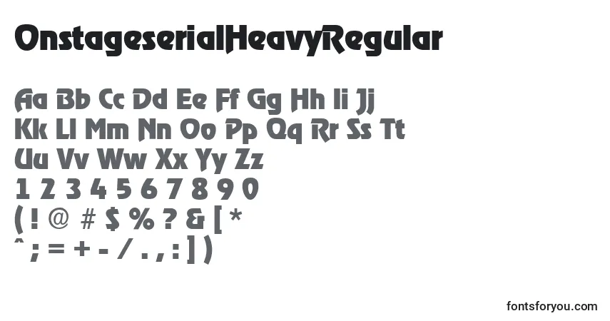 Шрифт OnstageserialHeavyRegular – алфавит, цифры, специальные символы
