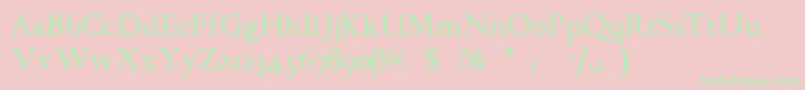 Chanticleerroman-Schriftart – Grüne Schriften auf rosa Hintergrund