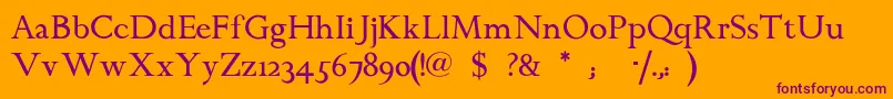 Chanticleerroman Font – Purple Fonts on Orange Background