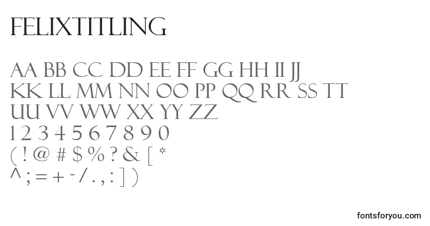Шрифт FelixTitling – алфавит, цифры, специальные символы