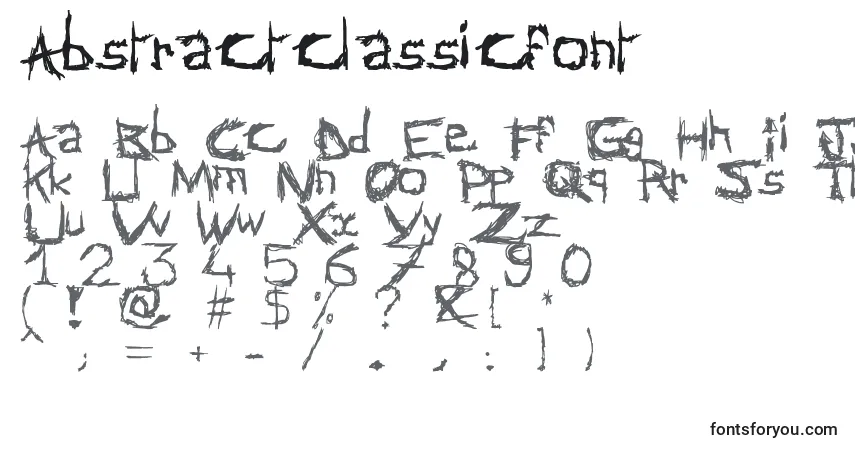 Schriftart Abstractclassicfont – Alphabet, Zahlen, spezielle Symbole