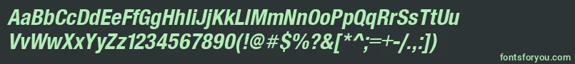 SansCondensedBolditalic-fontti – vihreät fontit mustalla taustalla