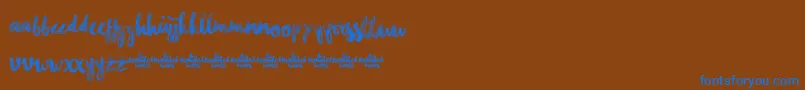 Czcionka ChasingEmbersDemoVersion – niebieskie czcionki na brązowym tle