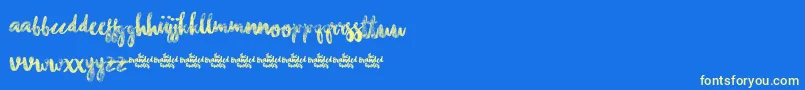 ChasingEmbersDemoVersion-Schriftart – Gelbe Schriften auf blauem Hintergrund