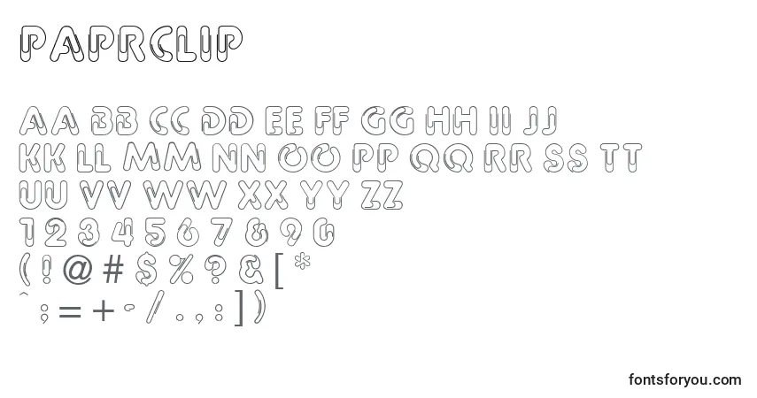 Czcionka Paprclip – alfabet, cyfry, specjalne znaki