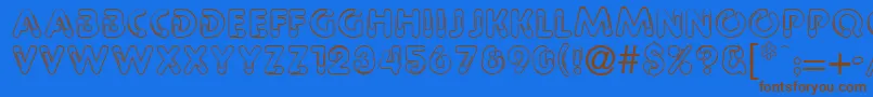 Paprclip-Schriftart – Braune Schriften auf blauem Hintergrund