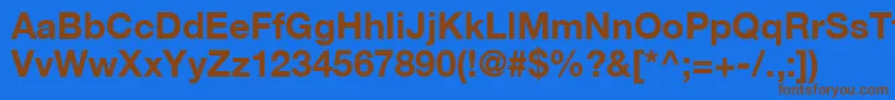 フォントContextRepriseSsiBold – 茶色の文字が青い背景にあります。