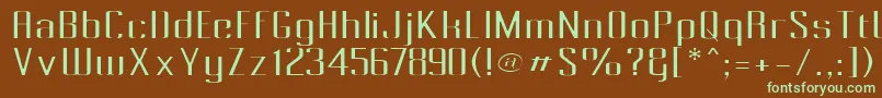 フォントPecot010 – 緑色の文字が茶色の背景にあります。