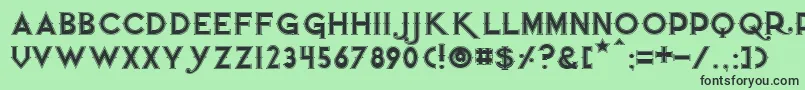 フォントQuietthiefoutlinedwide – 緑の背景に黒い文字