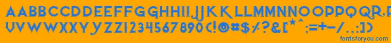 フォントQuietthiefoutlinedwide – オレンジの背景に青い文字