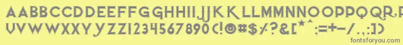 フォントQuietthiefoutlinedwide – 黄色の背景に灰色の文字