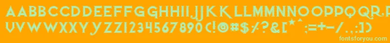 Quietthiefoutlinedwide Font – Green Fonts on Orange Background