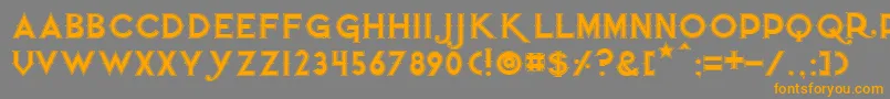 フォントQuietthiefoutlinedwide – オレンジの文字は灰色の背景にあります。