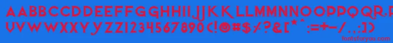 Czcionka Quietthiefoutlinedwide – czerwone czcionki na niebieskim tle