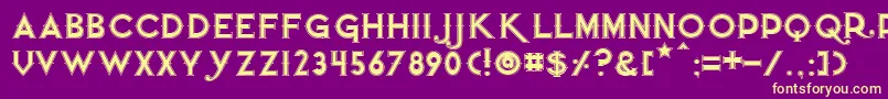 フォントQuietthiefoutlinedwide – 紫の背景に黄色のフォント