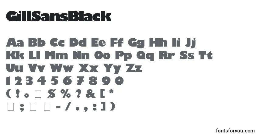 Schriftart GillSansBlack – Alphabet, Zahlen, spezielle Symbole