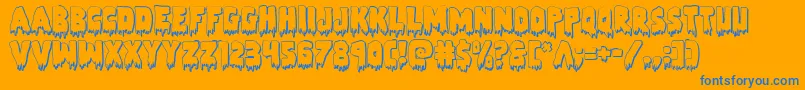 Zombiecontrol3D-Schriftart – Blaue Schriften auf orangefarbenem Hintergrund