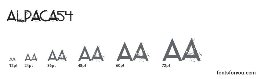Размеры шрифта Alpaca54