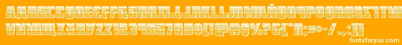 Octoberguardchrome-Schriftart – Weiße Schriften auf orangefarbenem Hintergrund