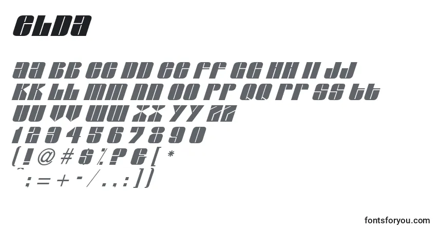 Schriftart Elda – Alphabet, Zahlen, spezielle Symbole