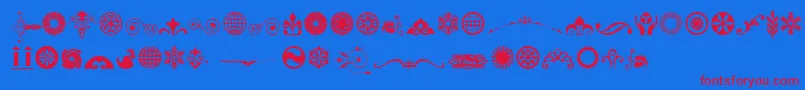 フォントCornucopiaOfOrnamentsThree – 赤い文字の青い背景